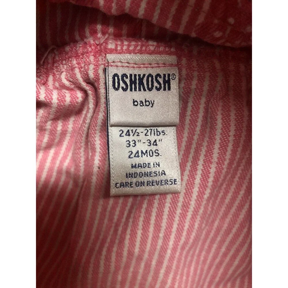Vintage Oshkosh Overall Jumper Dress Hawaiian Tropical Floral Stripe 24 Months